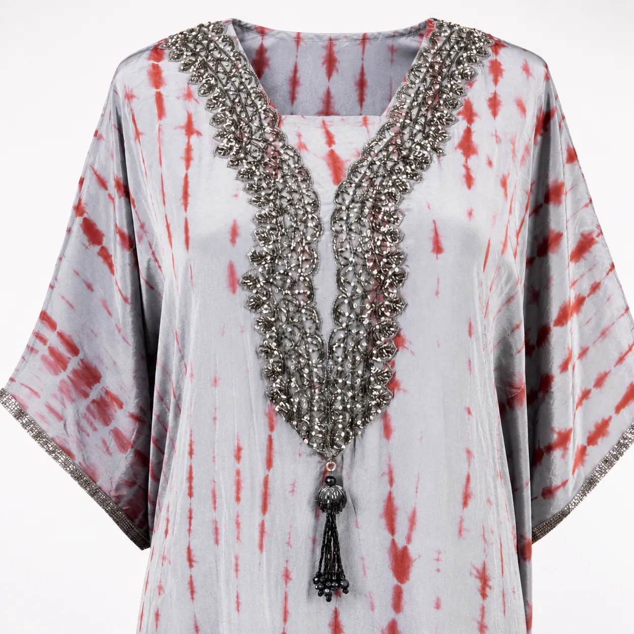 Women's Tie-Dye Kaftan - Cords With Embellished Neck – Kaftan Top & Relaxed Pants